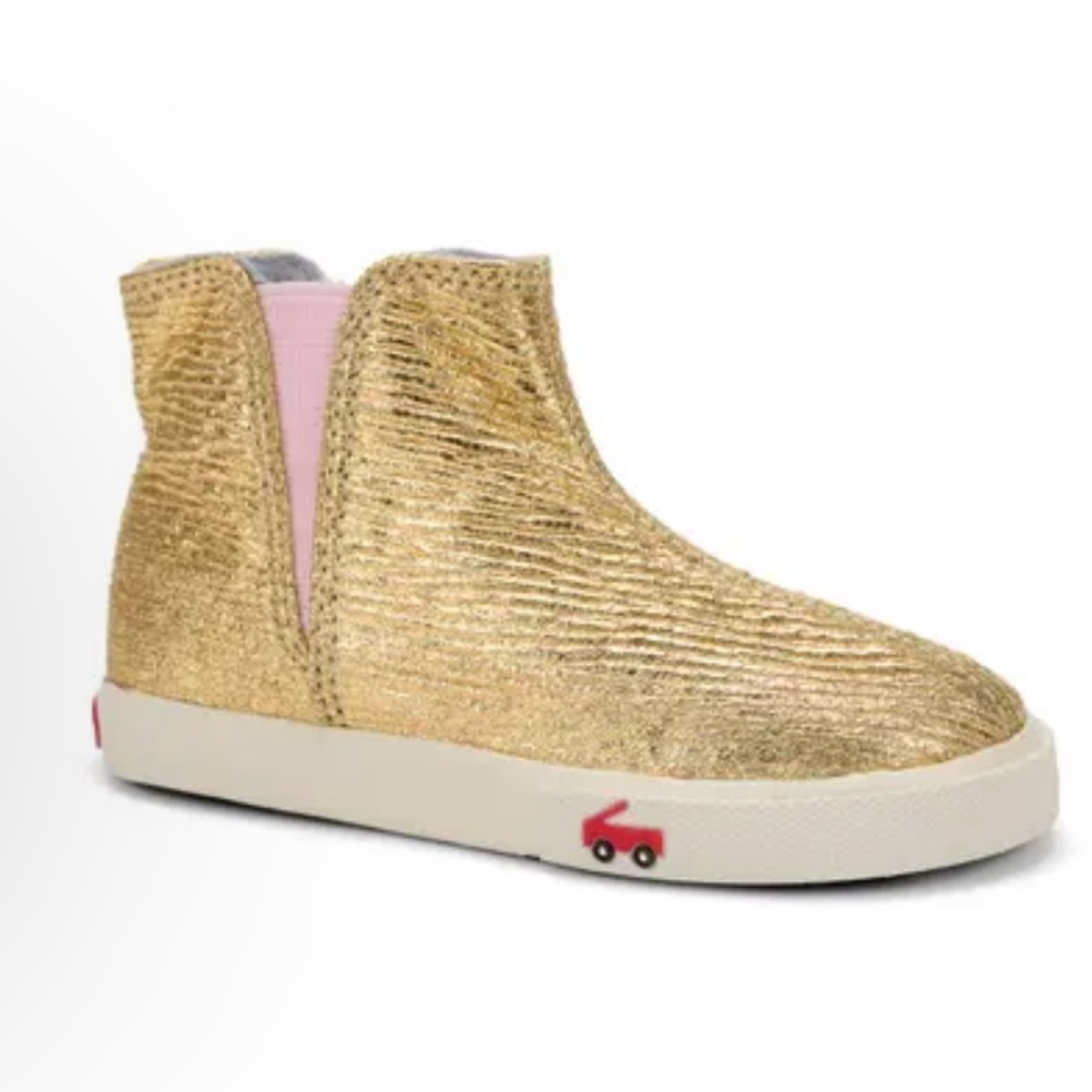 See Kai Run Keegan Chelsea Boot gold metallic high top shoes baby girls